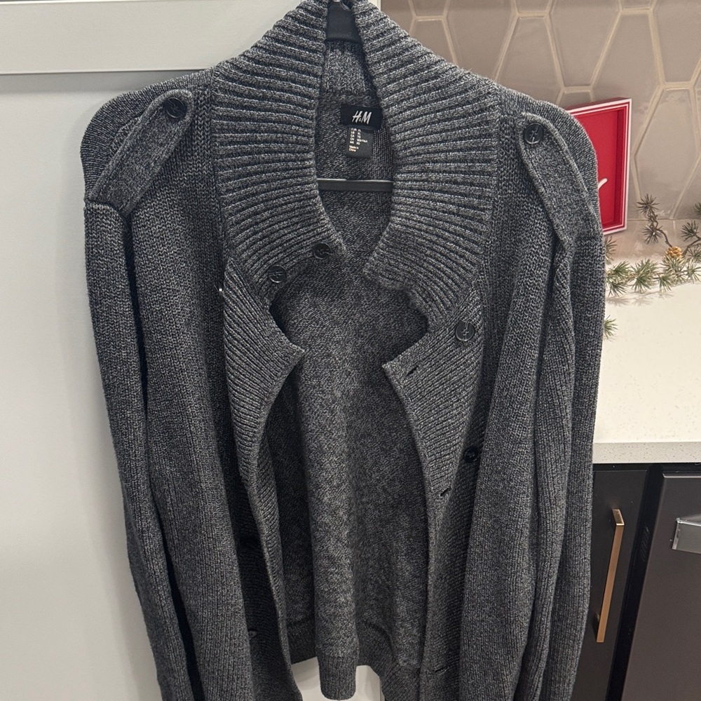 H&M Charcoal Button-Up Cardigan